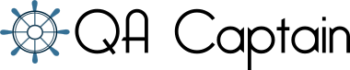 A logo of a ship wheel saying QA Captain.